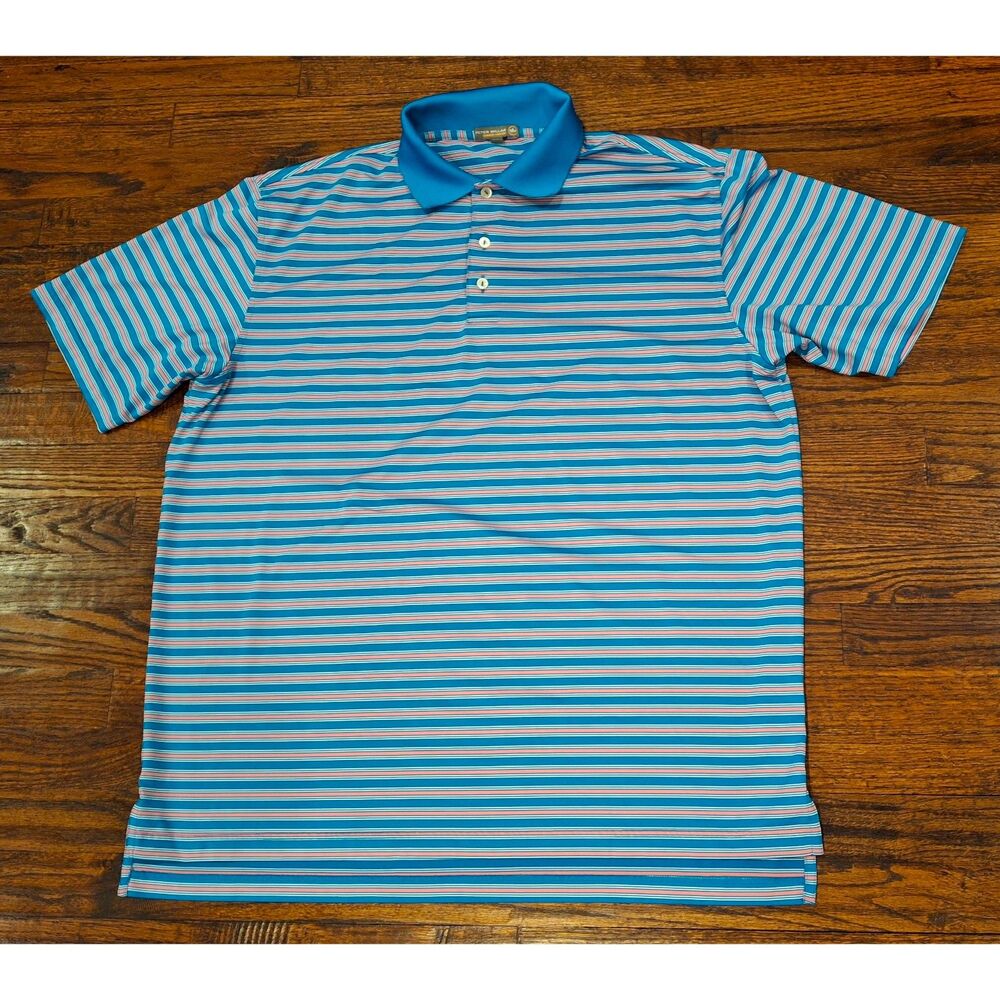 Peter Millar Summer Comfort Striped Polo Shirt Men's Size XL